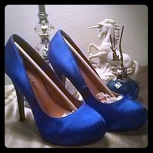 Michael Antonio Love Me Blue Satin Pumps